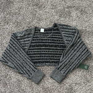 wild fable Metallic Ribbed Cropped Shrug - Gray